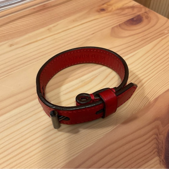 Reed Krakoff Leather T Pin Bracelet Red - Picture 3 of 4